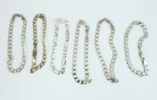 6 STERLING SILVER BRACELETS