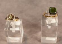 TWO STERLING GEMSTONE RINGS