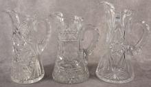 THREE FINE CUT CRYSTAL WATER PITCHERS