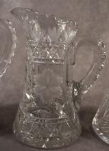 THREE FINE CUT CRYSTAL WATER PITCHERS