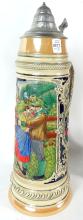 LARGE GERMAN STEIN & WOOD CARVING