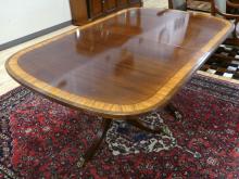 MAHOGANY DOUBLE PEDESTAL DINING TABLE