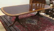 MAHOGANY DOUBLE PEDESTAL DINING TABLE