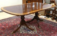 MAHOGANY DOUBLE PEDESTAL DINING TABLE