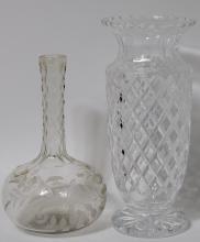 CRYSTAL VASE AND DECANTER