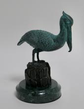 BOOKENDS & BRONZE PELICAN