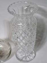 CRYSTAL VASE AND DECANTER