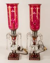 PAIR OF VINTAGE HURRICANE LAMPS