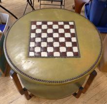 VINTAGE LEATHER GAMES TABLE