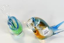 TWO CHALET ART GLASS FIGURINES