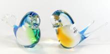 TWO CHALET ART GLASS FIGURINES