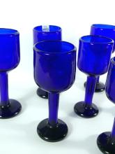 SET OF HAND-BLOWN GLASS GOBLETS