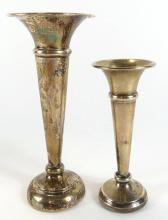 TWO STERLING BUD VASES