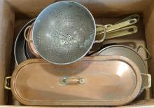 BOX LOT OF ANTIQUE COPPER KITCHENWARE