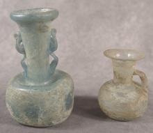 TWO ANCIENT ROMAN GLASS VASES