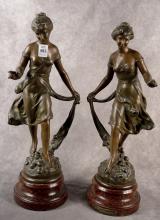 PAIR OF HENRYK KOSSOWSKI SPELTER SCULPTURES
