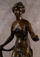 PAIR OF HENRYK KOSSOWSKI SPELTER SCULPTURES