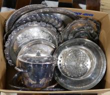 LARGE BOX LOT OF SILVERPLATE