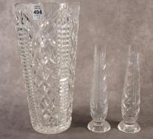 THREE WATERFORD CRYSTAL VASES