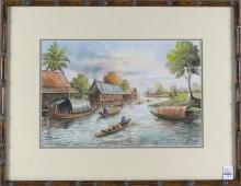 PAIR SOUTHEAST ASIAN WATERCOLOURS