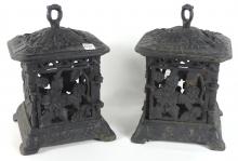 PAIR CAST IRON LANTERNS