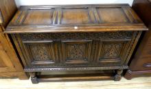 CARVED OAK BLANKET BOX