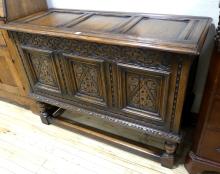 CARVED OAK BLANKET BOX