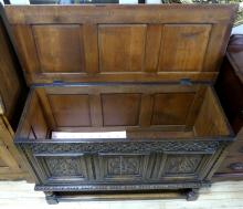 CARVED OAK BLANKET BOX