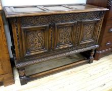 CARVED OAK BLANKET BOX