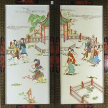 PAIR LARGE ASIAN WALL PANELS