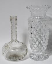 CRYSTAL VASE AND DECANTER