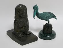 BOOKENDS & BRONZE PELICAN