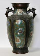 JAPANESE BRONZE CHAMPLEVE VASE