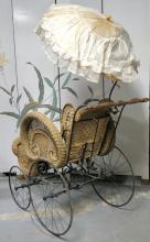 WICKER BABY CARRIAGE