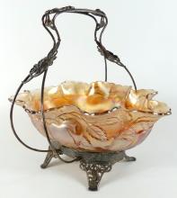 CARNIVAL GLASS BRIDE'S BOWL