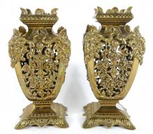 PAIR BRASS VASES