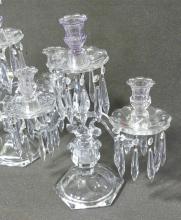 PAIR OF ANTIQUE GLASS GIRANDOLES