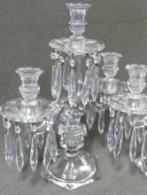 PAIR OF ANTIQUE GLASS GIRANDOLES