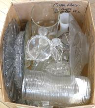 BOX LOT OF GLASSWARE AND CRYSTAL
