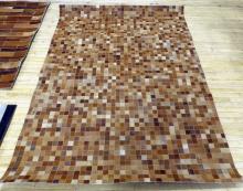 BROWN "CHECKERBOARD" COWHIDE RUG