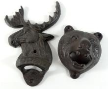 TWO CAST IRON BOTTLE OPENERS