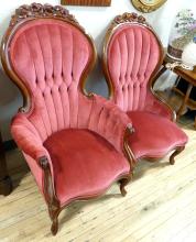 PAIR OF LADIES' AND GENTLEMEN'S CHAIRS