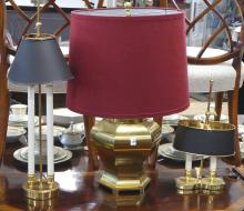 THREE BRASS LAMPS