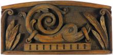 FIVE CARVED PINE WALL PLAQUES