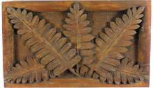 FIVE CARVED PINE WALL PLAQUES