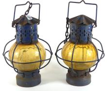 PAIR ANTIQUE CANDLE LANTERNS