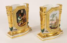 PAIR OF ANTIQUE FRENCH PORCELAIN VASES