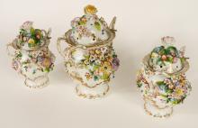 THREE DRESDEN POTPOURRI JARS