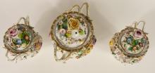 THREE DRESDEN POTPOURRI JARS
