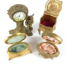 ART NOUVEAU CLOCK & VANITY BOXES